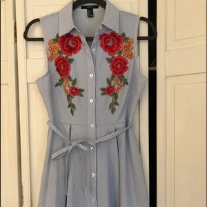 Striped Floral Button Down Dress